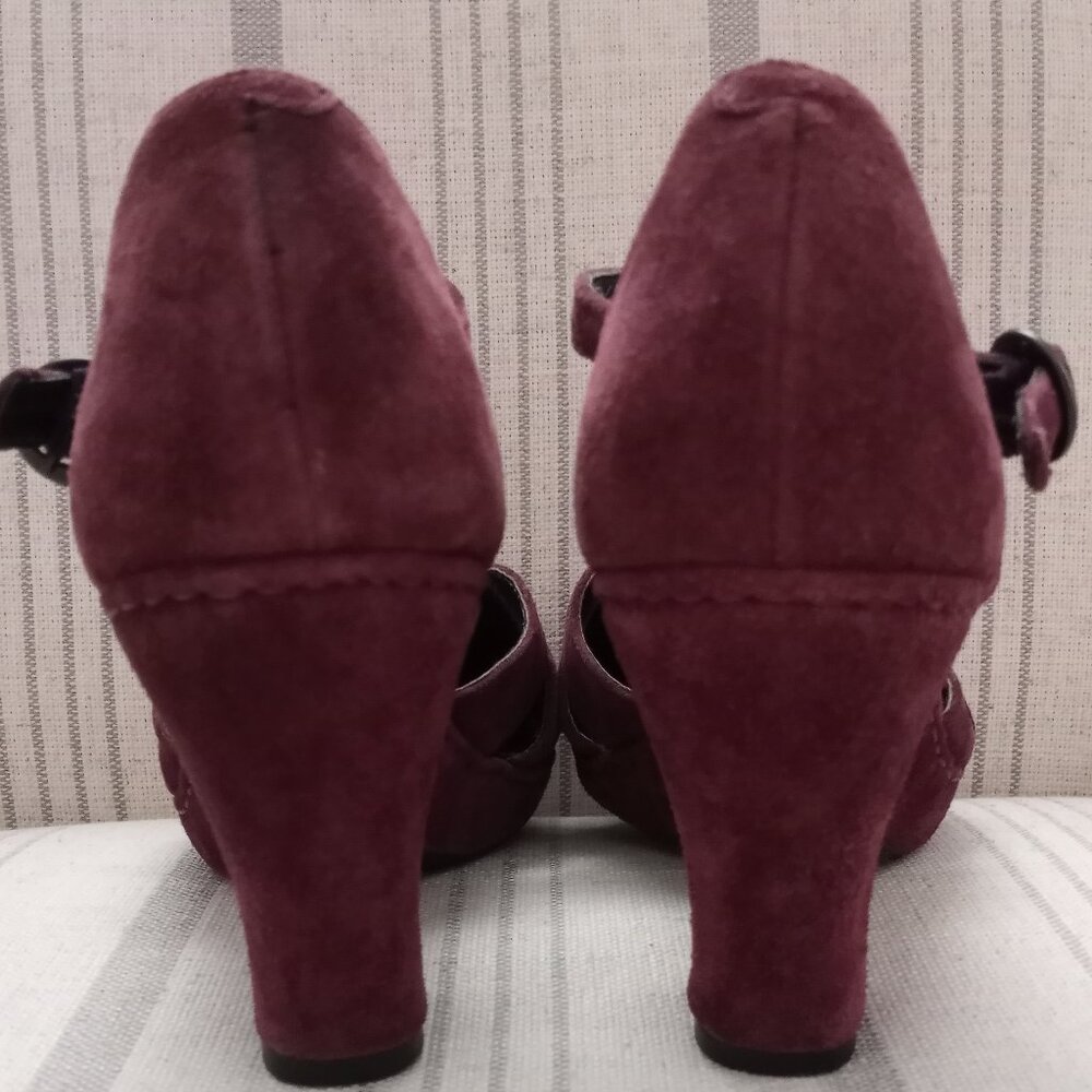'Born Crown' Burgundy Suede T Bar Platform Size 7.5 EUC - Picture 9 of 15